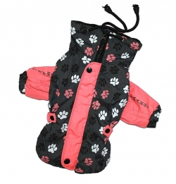 Куртка-дождевик для собак "Лапки" розовая