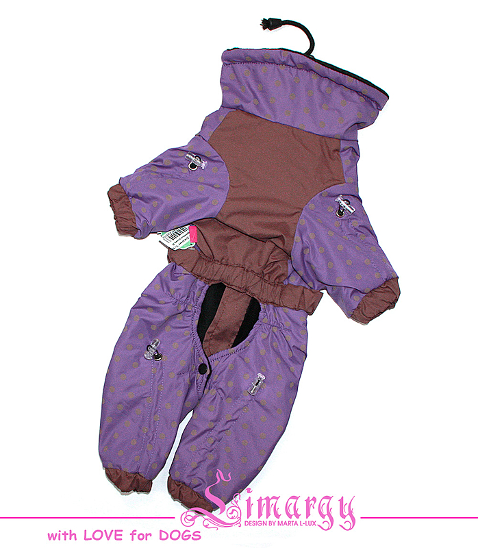 Утепленный дождевик для собак "Любимец" фиолетовый для мальчика