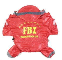 Дождевик для собак "FBI" красный
