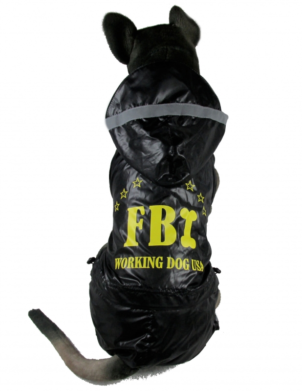 Дождевик "FBI big" черный для средних и больших собак