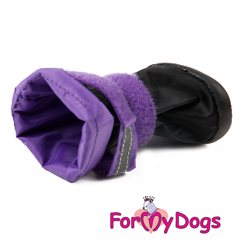 Сапожки FMD для средних и больших собак чёрный с фиолетовым