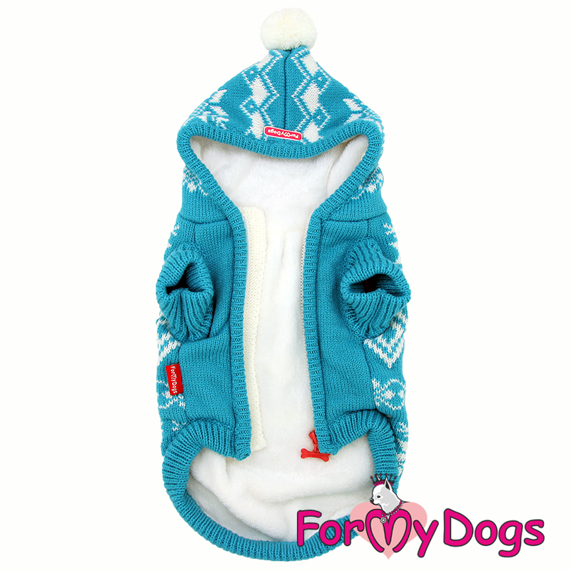 Вязаная куртка для собак FMD Snowflakes голубая